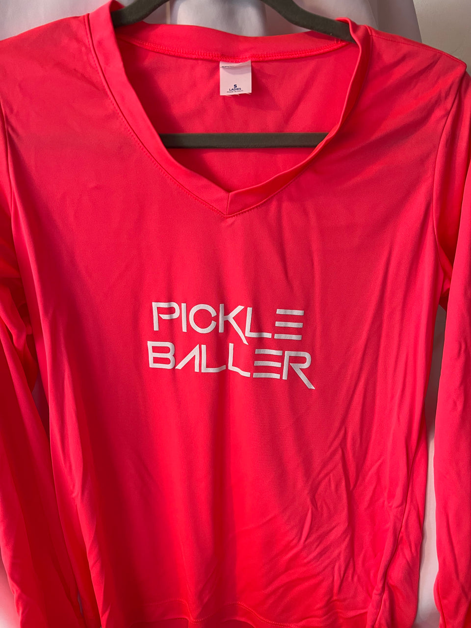 Ladies Pickleball Long Sleeve V Neck Shirt